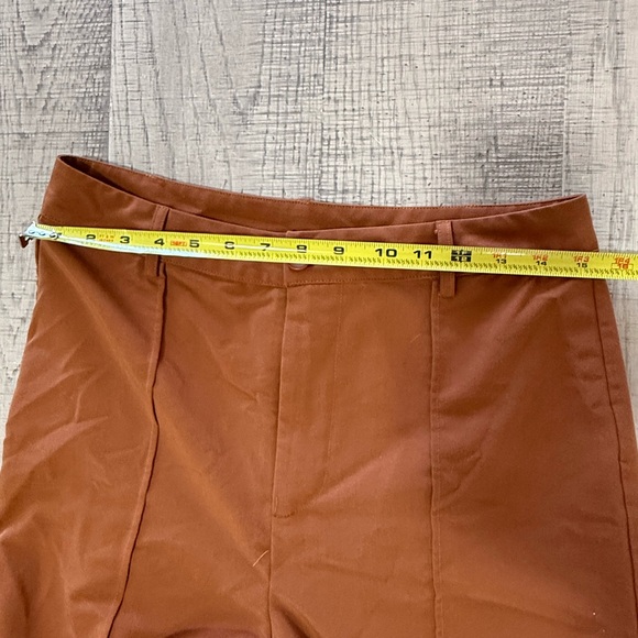 Cider High Rise Burnt Orange Pleated Slacks, Straight Leg Size Large - Picture 9 of 12